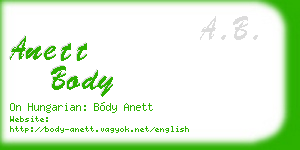 anett body business card